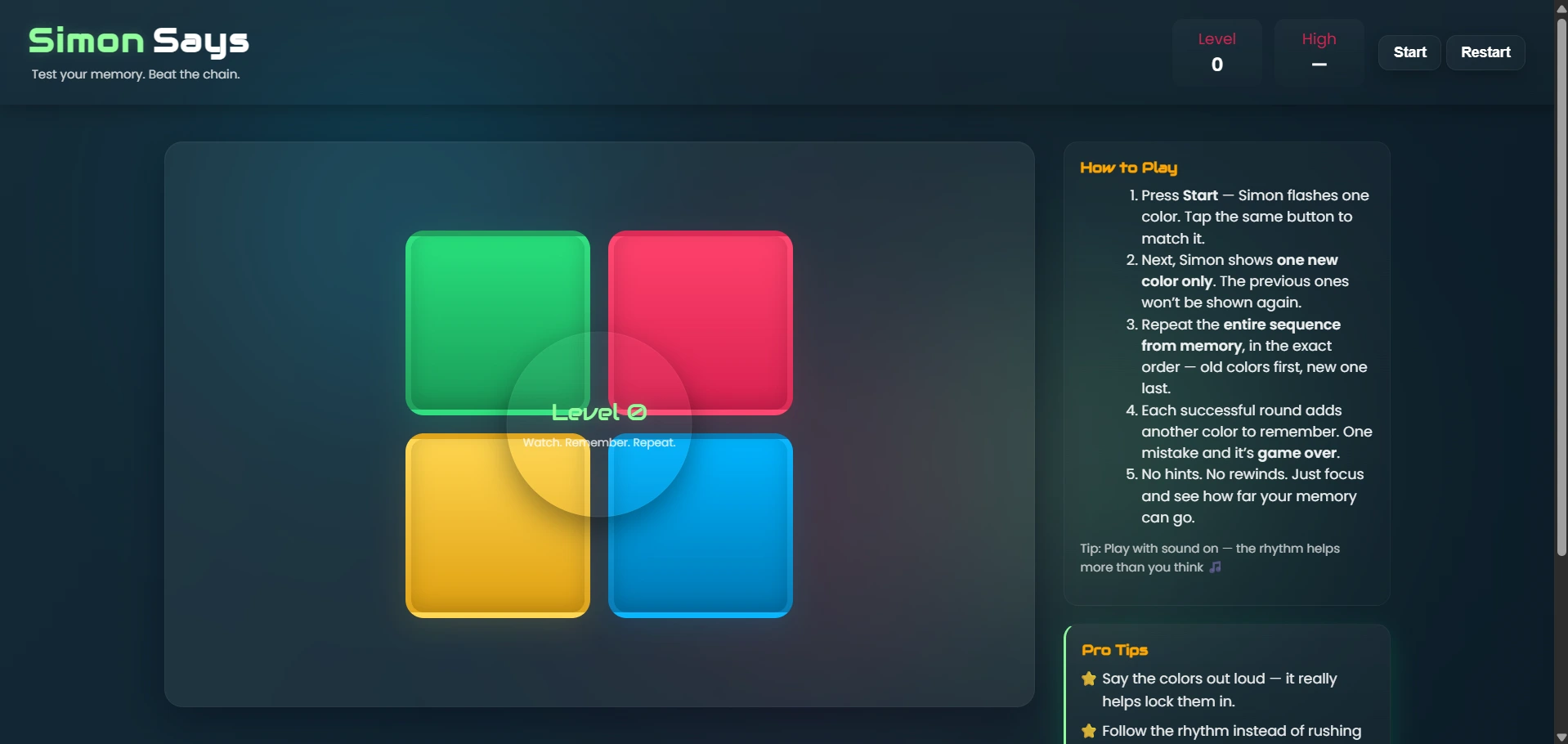 simon says website preview image